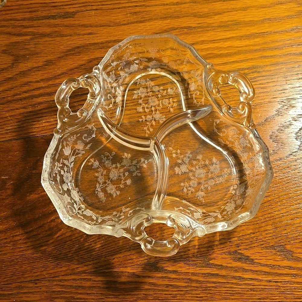 Vintage Cambridge Floral Glass Rel8sh Dish